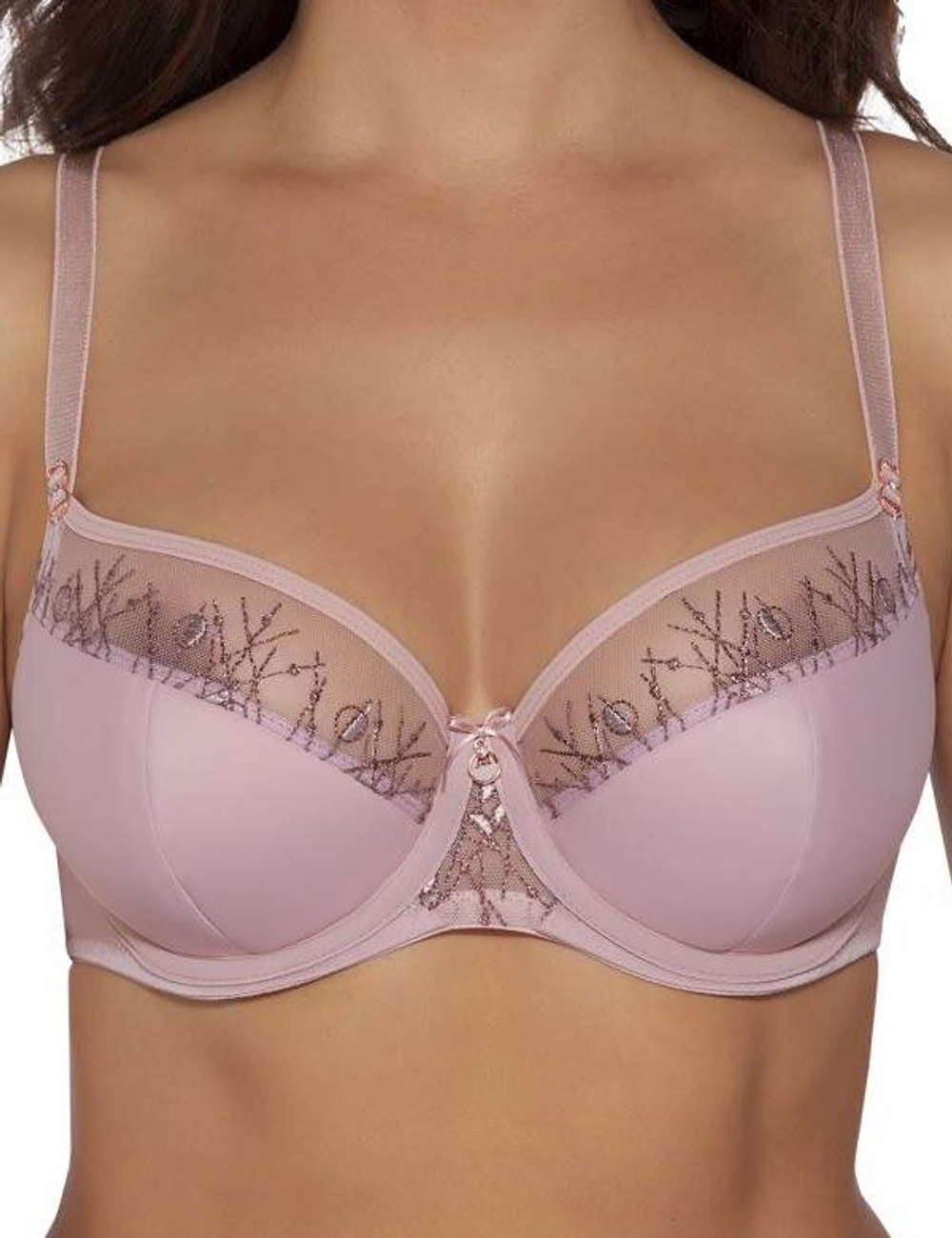 Бюстгальтер на косточках с вышивкой люрексом (Размер: 90F) (Цвет: черный)