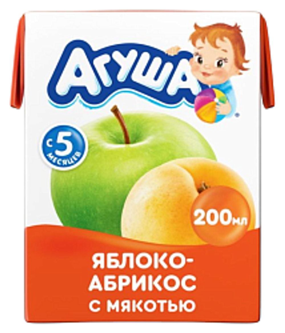 Сок "Агуша" Яблоко с мякотью 0% 200мл