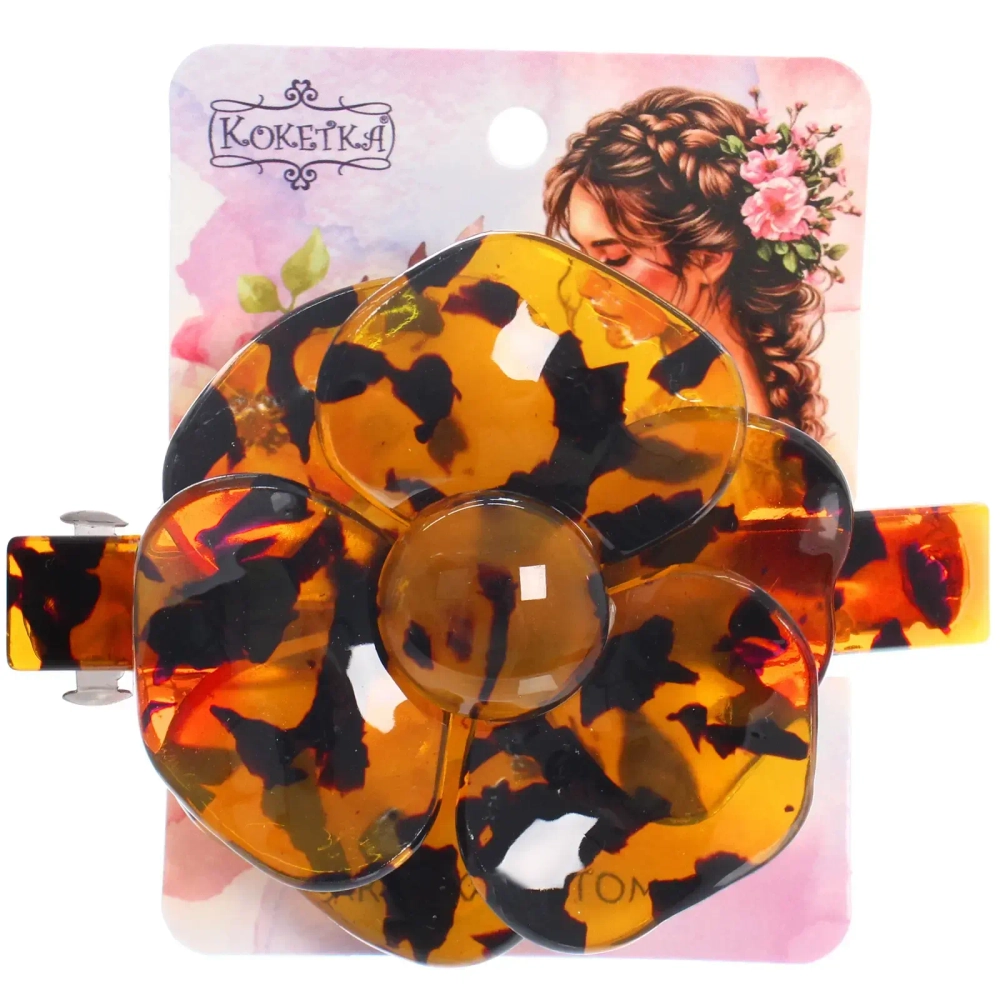 Заколка - автомат для волос «AKS-EMPIRE», цвет янтарь, 8,5*6,5см