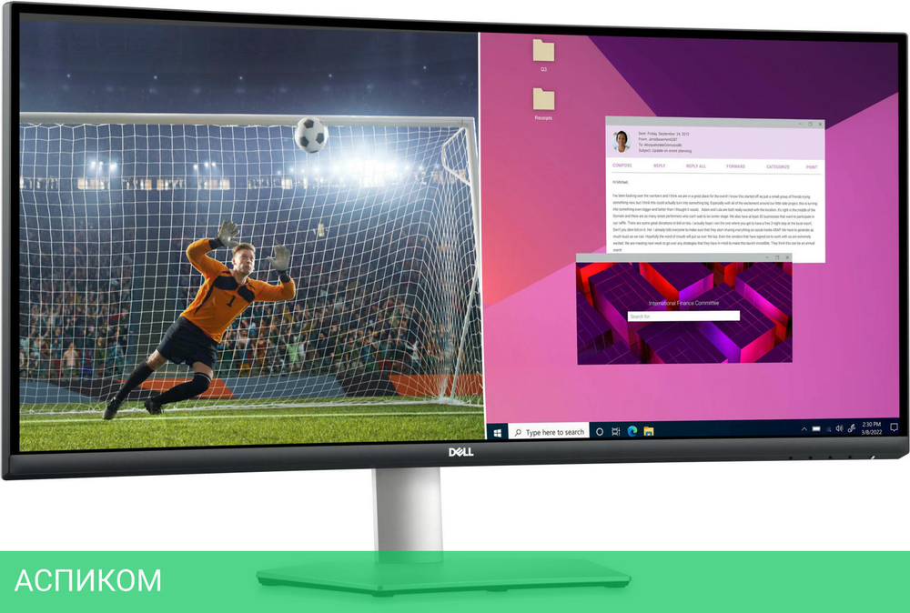 Монитор Dell S3423DWC серебристый/черный (210-BEJE)