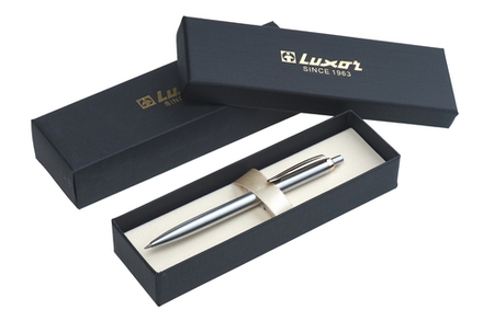 Ручка шариковая JOTTER XL Luxor поворотный механизм синяя 0.7мм корпус серебристый с золотым металлический в подарочном футляре черного цвета