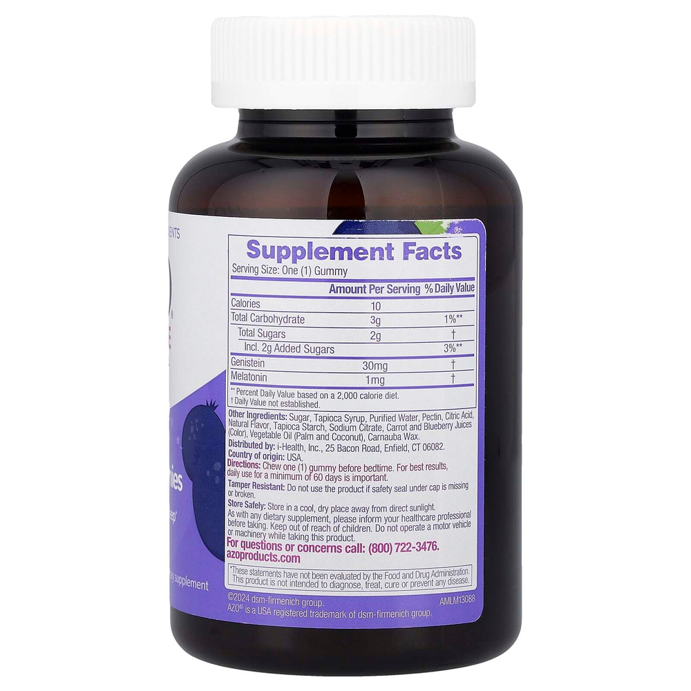 AZO, Menopause Relief, жевательные таблетки с мелатонином для приема перед сном, охлаждающая черная смородина, 30 жевательных таблеток