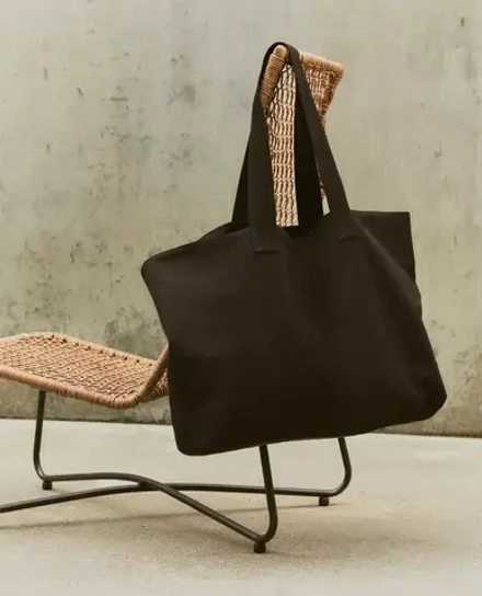 ZARA HOME ПЛЯЖНАЯ ХЛОПКОВАЯ СУМКА, КОРИЧНЕВЫЙ