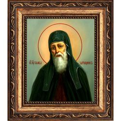 Памва Печерский, затворник, преподобный иеромонах. Икона на холсте.