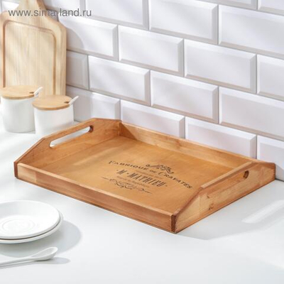 Поднос с декором, 40×30×7,5 см, сосна