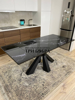 Кухонный раздвижной стол "Спайдер", чёрный мрамор