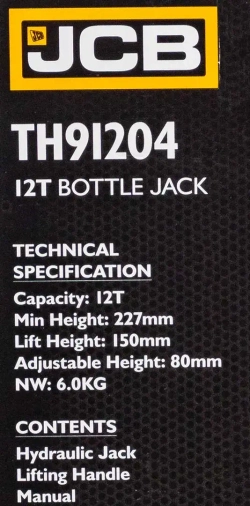 Домкрат бутылочный 12т с клапаном JCB JCB-TH91204