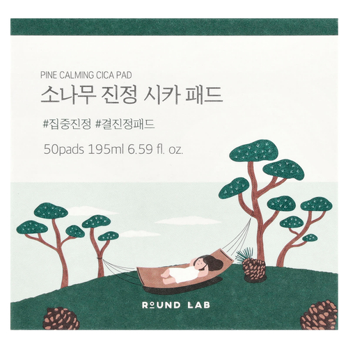 Round Lab, Pine Calming CICA Pad, 50 подушечек, 195 мл (6,59 жидк. Унции)