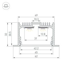Профиль SL-LINIA62-F-2000 BLACK (BY) (Arlight, Алюминий) 062590