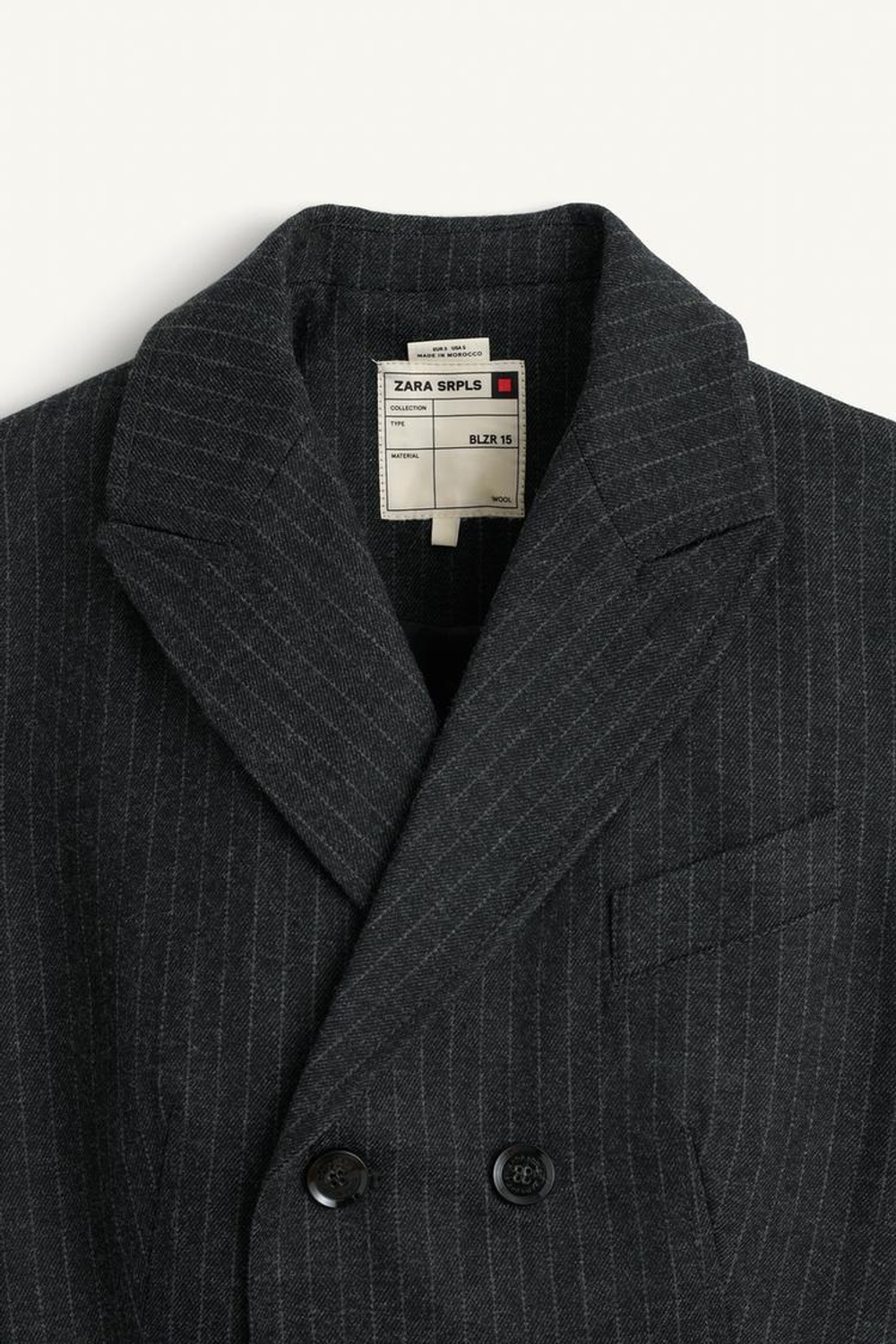 ZARA БЛЕЙЗЕР В МЕЛКУЮ ПОЛОСКУ, ТЕМНО-СЕРЫЙ