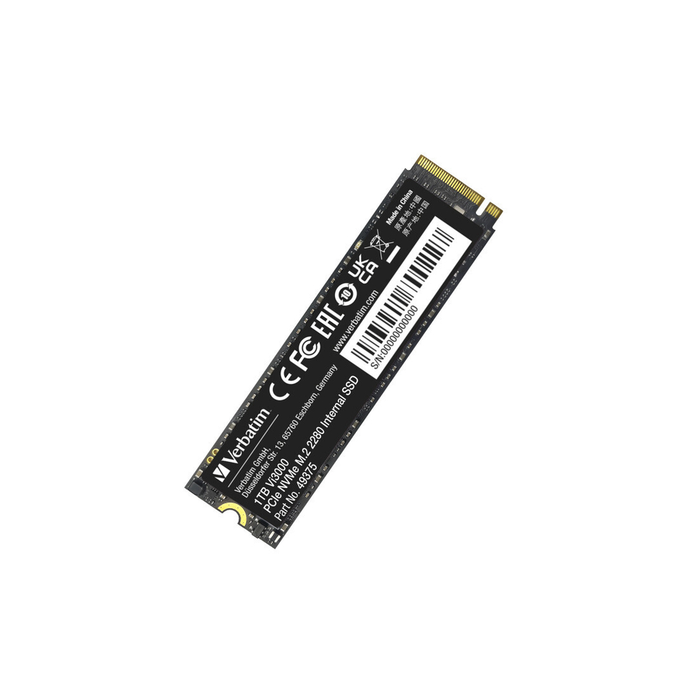 Внутренний накопитель Verbatim Vi3000 M.2 SSD PCIe NVMe 1TB, R/W 3100/2900 МБ/с