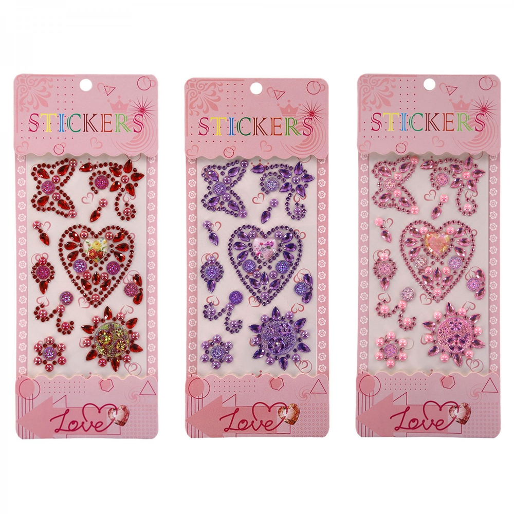 Наклейки-стразы Alingar, акриловые, "Сердце в сердце", пакет с европодвесом