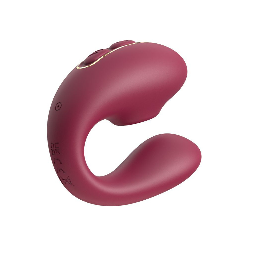 Бордовый вакуумный вибратор для пар Talia с пультом ДУ (Цвет: бордовый)