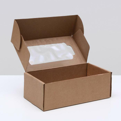 Коробка с окном 23 х 12 х 8 см, бурая