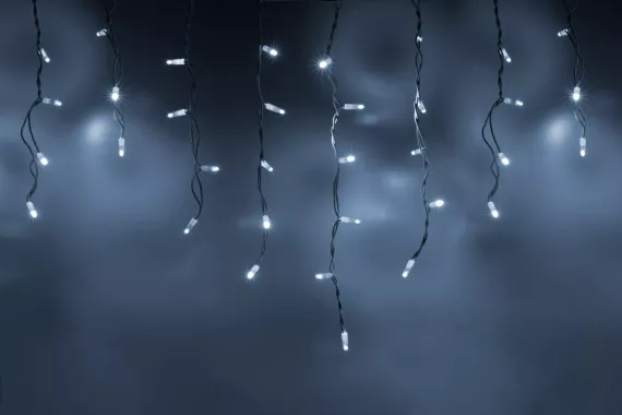 Светодиодная бахрома 108 холодных белых LED ламп, 3*0.6 м., 220В, статика, белый резиновый провод, Teamprof (TPF-i3*0.6-RW/W)