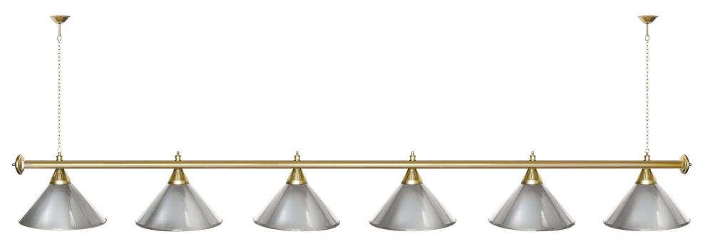 Лампа STARTBILLIARDS 6 пл. (плафоны зеленые,штанга золотая,фурнитура золото)