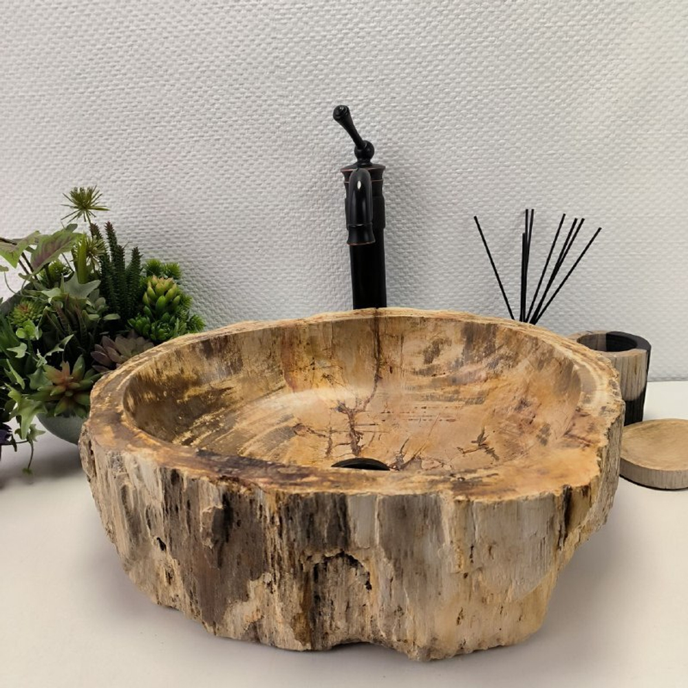 Раковина из окаменелого дерева OD-62104 49*42*15 0088