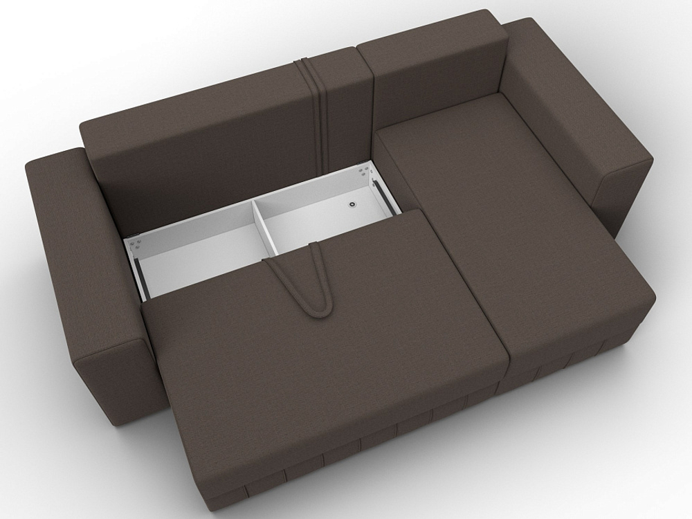 Диван угловой Лига-076 угол универсальный РОГОЖКА Амур 05 коричневый