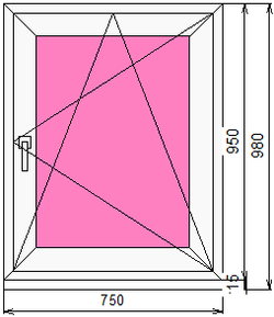 Пластиковое окно 950 х 750 ТермА Эко с поворотно-откидной створкой