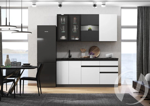 Кухня Техно-6 2;0м (графит/белый снег софт; графит софт/кастилло темный)