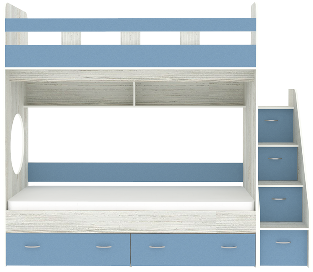 Двухъярусная кровать КарИВи Юниор 1 90х200 Винтерберг Светло-синий, голубой