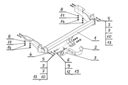Фаркоп на Citroen C4 хетчбек 3/5 дверей 2004-10/2010, Peugeot 307 хетчбек 3/5 дверей 2001-06/2005, 07/2005-2007, Peugeot 308 2007-05/2011 без подрезки бампера (паспорт и сертификат в комплекте)(без электрики) Steinhof.C-026
