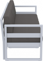 Диван пластиковый трехместный с подушками Siesta Contract Mykonos XL, серебристый, темно-серый