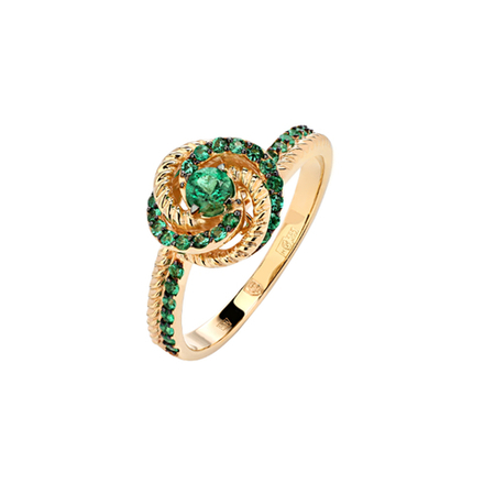 Кольцо с изумрудами из желтого золота JA-K-313552-1