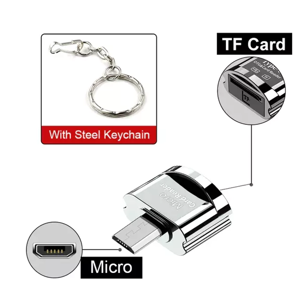 Картридер OTG MicroUSB--гнUSB метеллический