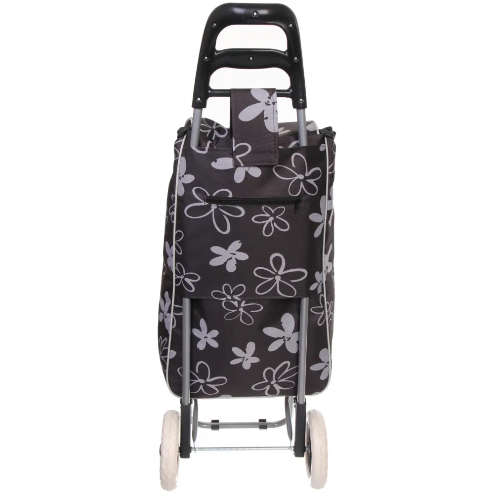 Тележка хозяйственная с сумкой (93*30*34см, колеса 16см,грузоподъемность до 30 кг) Черная