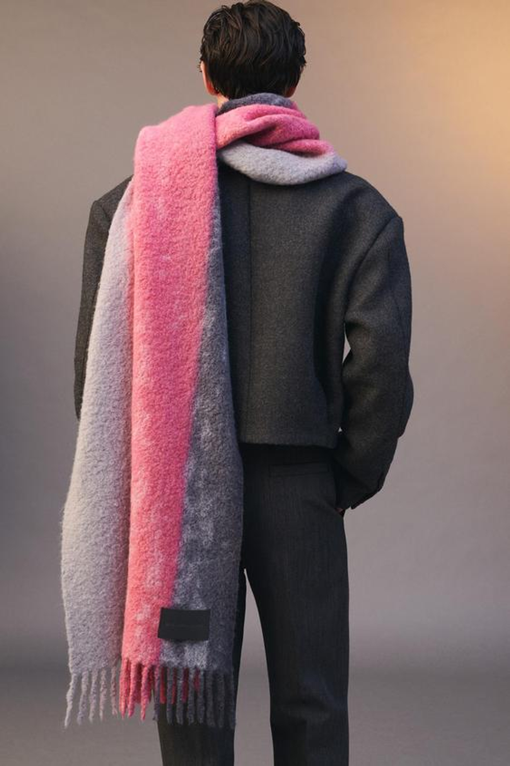 ZARA ШАРФ ИЗ СМЕСОВОЙ ШЕРСТИ - LIMITED EDITION, РОЗОВЫЙ