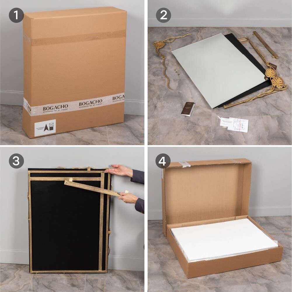 Зеркало настенное Monstera Deliciosa (Монстера) прямоугольное 80х60 Бронза