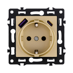 Розетка штепсельная SCHUKO 16A/250 В с USB A+C 20W, золотой Kollinger Asthetik AS-016GD