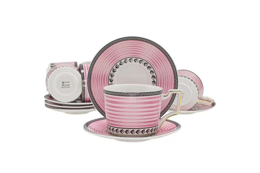 Набор чайный, 290 мл, 12 предметов, розовый