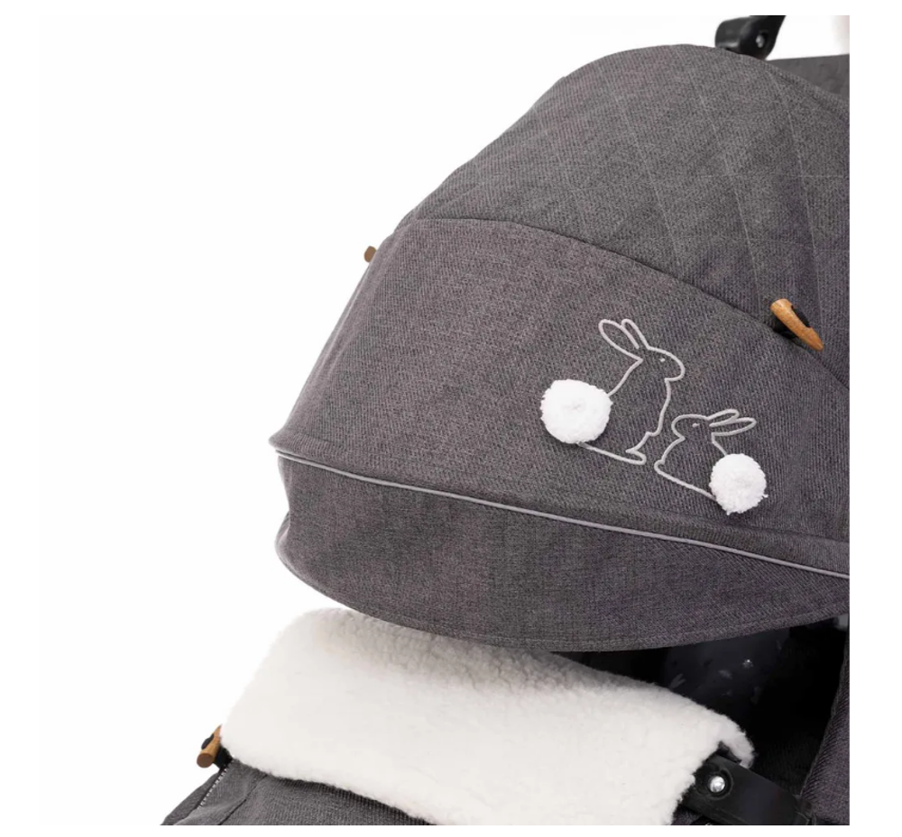 Санки-КОЛЯСКА J1 Joy every day с кроликами серый