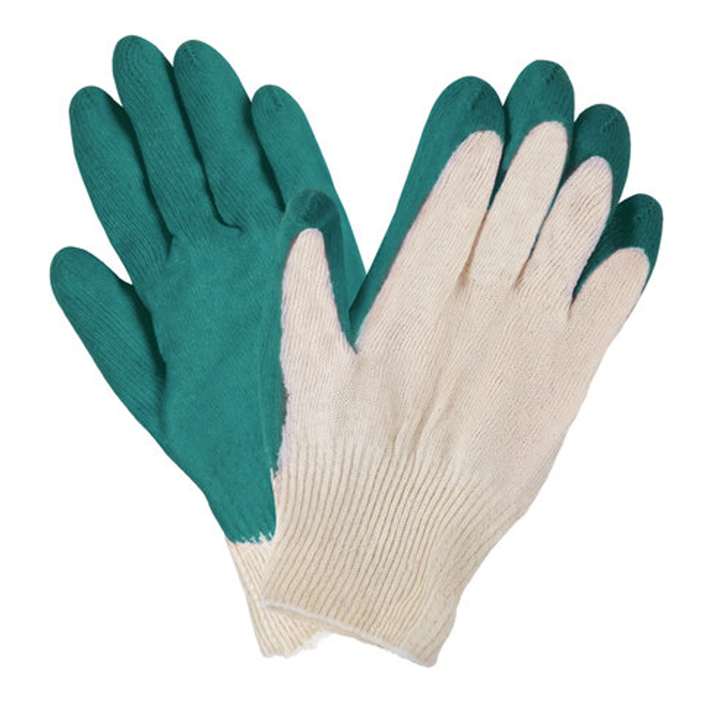 Перчатки хлопчатобумажные, износостойкие ОДИНАРНЫЙ латексный облив, 13 класс, КОМПЛЕКТ 5 ПАР, LAIMA ЛЮКС