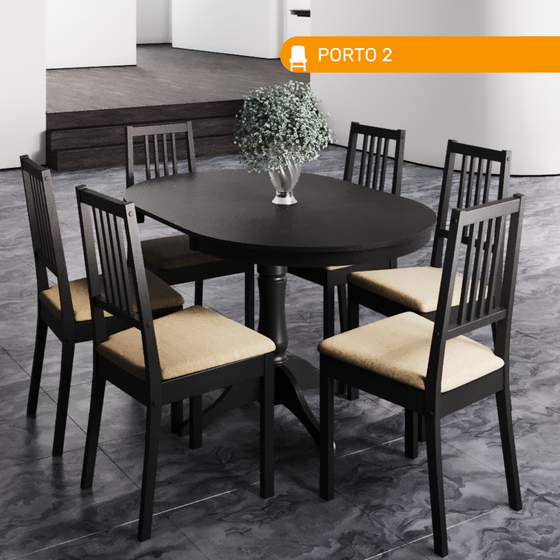 Стул деревянный PORTO 2, черное дерево + ткань №108