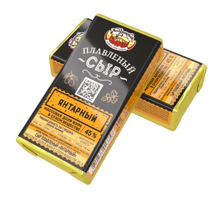 Сыр плавленый "Янтарный ломтик" 80г. Кобрин
