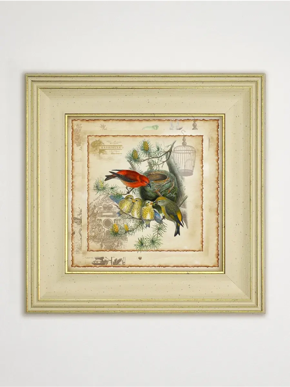 Картина интерьерная на холсте в раме "Птички" 30*30 см