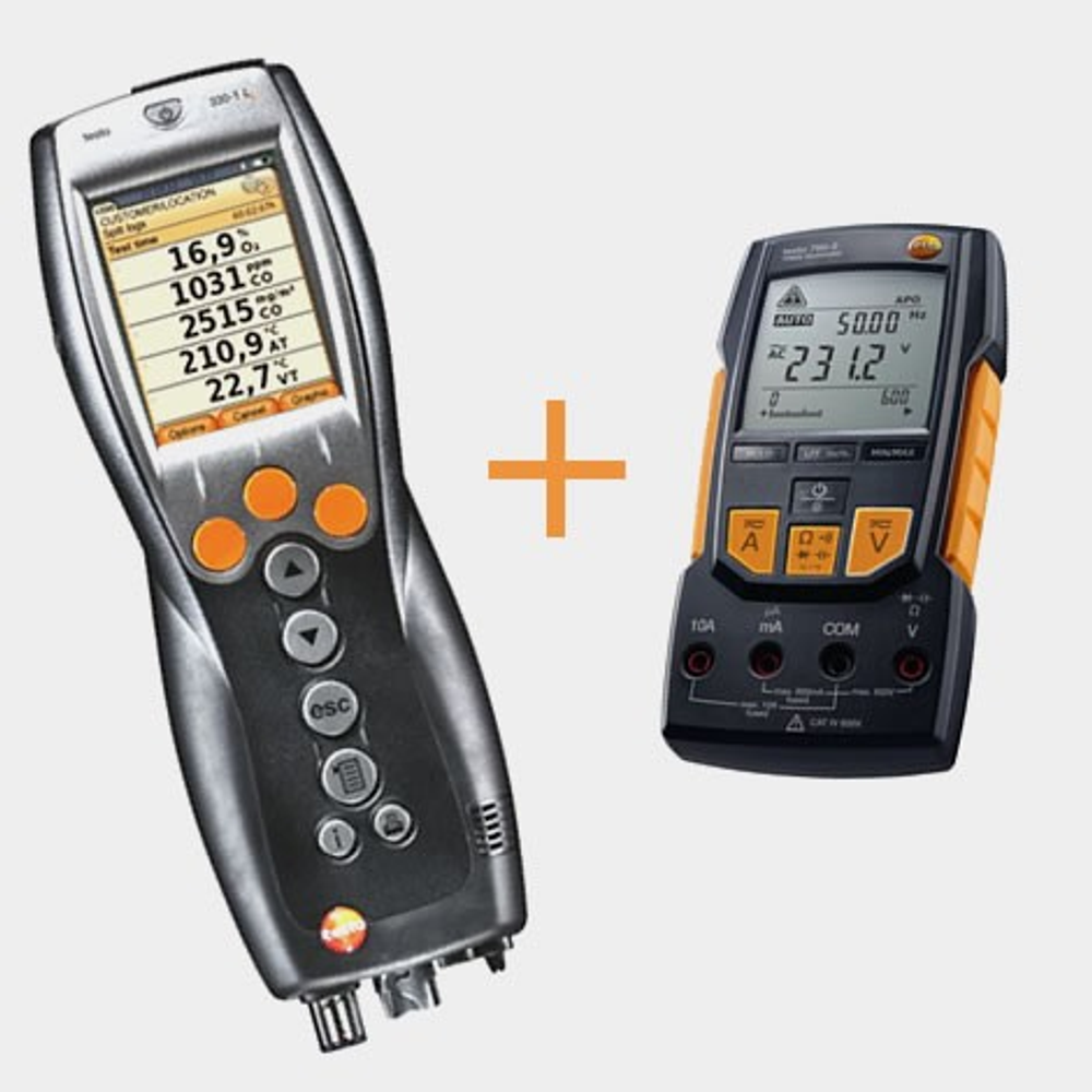 Портативный газоанализатор Testo 330-2 LL BT+мультиметр Testo 760-2 с магнитным креплением, кейс