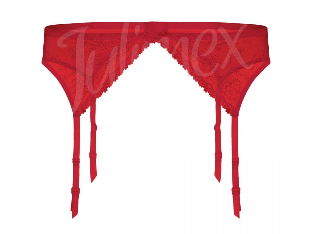 Кружевной пояс Rose с подтяжками для чулок (Размер: XL) (Цвет: красный)