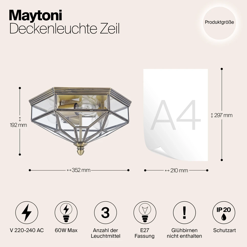 Потолочный светильник Maytoni ZEIL H356-CL-03-BZ
