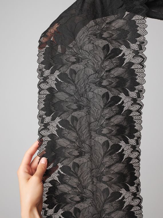 03-77 Кружево эластичное 24 см, черный 170