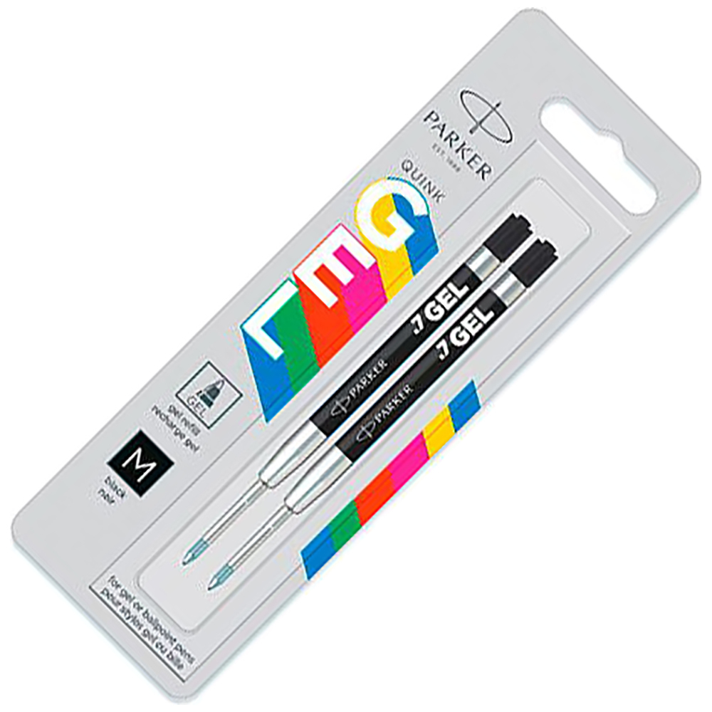 Parker Стержень для шариковой ручки (гелевый), M, черный, 2 шт