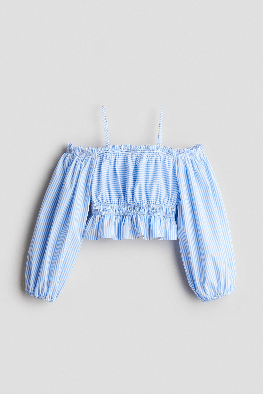 H&M Блузка с открытыми плечами, светло-голубой