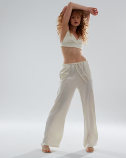 Брюки на кулиске молочные