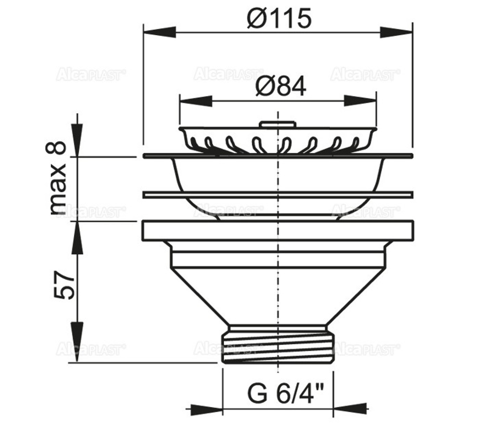 Выпускной A37 комплект для мойки 6/4 с нержавеющей решеткой d115