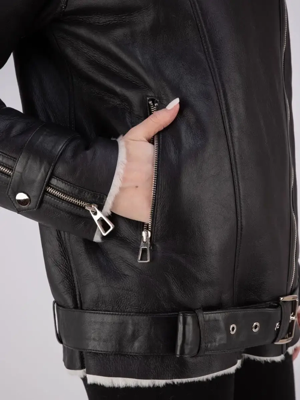 Дубленка авиатор женская натуральная оверсайз Турция