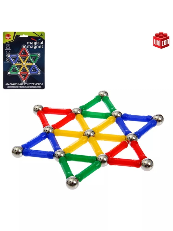 Конструктор магнитный Звезда, 37 деталей