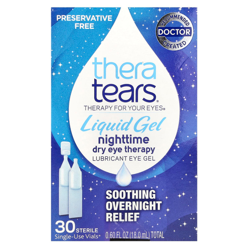 TheraTears, Nighttime Dry Eye Therapy, Гель-лубрикант для глаз, 30 одноразовых флаконов